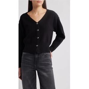 Pixie Market V-Neck Cardigan Black Sz M NWT